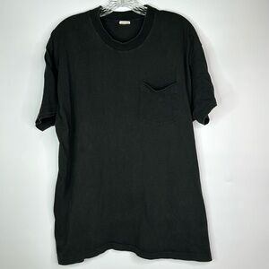 Vintage Fruit of The Loom Black Blank Pocket Tshirt Size XXL